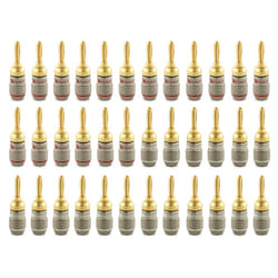 ) Nakamichi FanLock Excel Series 24k Gold Plated Banana Plug 10 - 18 AWG Gauge Size 4mm for Speakers Amplifier Hi-Fi Stereo Audio Ca - 36 Pcs (18-Pairs