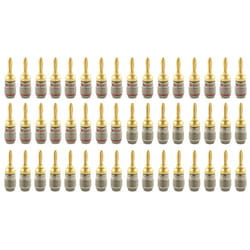 ) Nakamichi FanLock Excel Series 24k Gold Plated Banana Plug 10 - 18 AWG Gauge Size 4mm for Speakers Amplifier Hi-Fi Stereo Audio Ca - 48 Pcs (24-Pairs