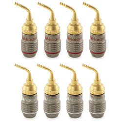 ) Nakamichi FanLock Excel Series 24k Gold Plated 2mm Pin Plug Banana 10 - 18 AWG Gauge 4mm for Spring Clip Speakers Hi-Fi Wire Cable C - 8 Pcs (4-Pairs