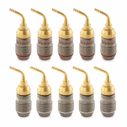 ) Nakamichi FanLock Excel Series 24k Gold Plated 2mm Pin Plug Banana 10 - 18 AWG Gauge 4mm for Spring Clip Speakers Hi-Fi Wir ...