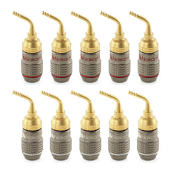 ) Nakamichi FanLock Excel Series 24k Gold Plated 2mm Pin Plug Banana 10 - 18 AWG Gauge 4mm for Spring Clip Speakers Hi-Fi Wire Cable - 10 Pcs (5-Pairs