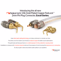 ) Nakamichi FanLock Excel Series 24k Gold Plated 2mm Pin Plug Banana 10 - 18 AWG Gauge 4mm for Spring Clip Speakers Hi-Fi Wire Cable - 10 Pcs (5-Pairs
