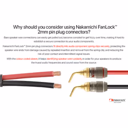 ) Nakamichi FanLock Excel Series 24k Gold Plated 2mm Pin Plug Banana 10 - 18 AWG Gauge 4mm for Spring Clip Speakers Hi-Fi Wire Cable - 10 Pcs (5-Pairs