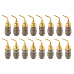) Nakamichi FanLock Excel Series 24k Gold Plated 2mm Pin Plug Banana 10 - 18 AWG Gauge 4mm for Spring Clip Speakers Hi-Fi Wir ...