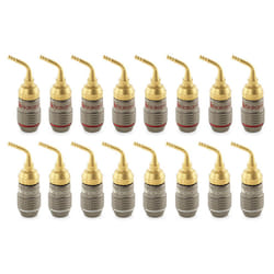 ) Nakamichi FanLock Excel Series 24k Gold Plated 2mm Pin Plug Banana 10 - 18 AWG Gauge 4mm for Spring Clip Speakers Hi-Fi Wire Cable - 16 Pcs (8-Pairs