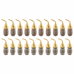 ) Nakamichi FanLock Excel Series 24k Gold Plated 2mm Pin Plug Banana 10 - 18 AWG Gauge 4mm for Spring Clip Speakers Hi-Fi Wir ...