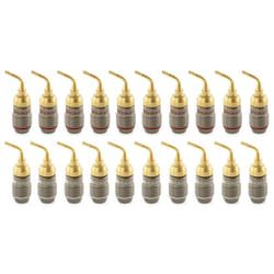 ) Nakamichi FanLock Excel Series 24k Gold Plated 2mm Pin Plug Banana 10 - 18 AWG Gauge 4mm for Spring Clip Speakers Hi-Fi Wire Cable - 20 Pcs (10-Pairs
