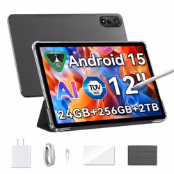 Blackview Android 15 Tablet Mega2 2025 12 inch Android Tablet with FHD+2K Display 24GB RAM + 256GB ROM 9000mAh Pen &Case ...