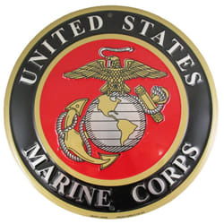 Tags America United States Marines Emblem Metal Sign - US Marine Corps USMC Logo  12 Inch Round Wall Decor