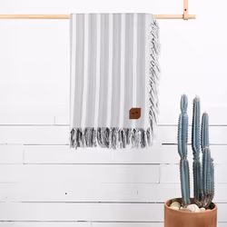 Slowtide Dylan Beach Blanket Black, White Cotton