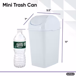 Superio Mini Desktop Trash Can with Swing Top Lid Portable Plastic Garbage Can for Countertop  Desktop  Make up Vanity  Bathroom  Car  Under Sink  Dor