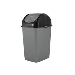 Superio Small 2.5 Gallon Plastic Trash Can with Swing Top Lid  Compact Slim Waste Bin for Under Desk  Office  Bedroom  Bathroom  Dorm Room  10 Qt. Por