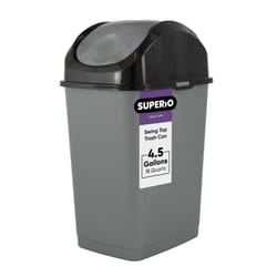 Superio Small Trash Can with Lid 4.5 Gallon Plastic Swing Top Garbage Can Slim Waste Bin for Under Sink/Cabinet  Laundry Room  Kitchen  Office  Bedroo