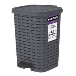 Superio Small Outdoor Trash Can with Lid for Dog Poop 1.5 Gallon/6 L Mini Plastic Garbage Can with Foot Pedal for Bathroom, Bedroom, Office, Patio, Wi
