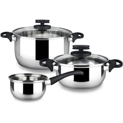Cookware set MAGEFESA STYLE 5 Piece, include Stockpot, Dutch oven/Stew pot, Saucepan, Stainless Steel, compatible with all types of kitchens, INDUCTI