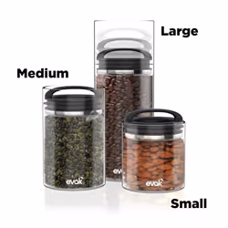 Prepara Evak Fresh Saver Airless Canister, Glass & Stainless, Medium,