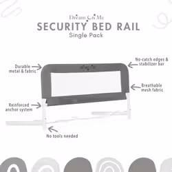 Dream On Me Lightweight Mesh Security Adjustable Bed Rail for Toddler  Breathable Mesh Fabric  Suitable for All Types of Beds  Reinforced Anchor Syste