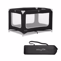 Dream On Me Zodiak Portable Playard in Black Lightweight Packable and Easy Setup Baby Playard Breathable Mesh Sides and So ...
