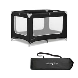 Dream On Me Zodiak Portable Playard in Black  Lightweight  Packable and Easy Setup Baby Playard  Breathable Mesh Sides and Soft Fabric - Comes with a