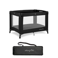Dream On Me Nest Portable Playard in Black with Carrybag an Shoulder Strap  Lightweight  Packable and Easy Setup Baby Playard  Breathable Mesh Sides a