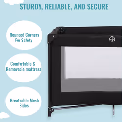 Dream On Me Nest Portable Playard in Black with Carrybag an Shoulder Strap  Lightweight  Packable and Easy Setup Baby Playard  Breathable Mesh Sides a