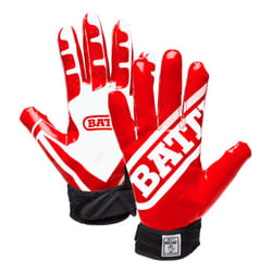 Battle Sports Ultra-Stick Wide Receiver Football Gloves - Adult & Youth Football Gloves - Adult X-Large  Red/White