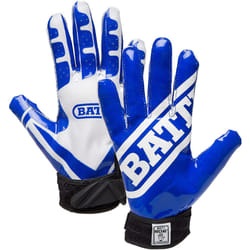 Battle Sports Ultra-Stick Wide Receiver Football Gloves - Adult & Youth Football Gloves - Adult Large  Royal Blue/White