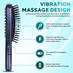 IKONIC 3-in-1 Vibrating Hair Growth Brush - Scalp Massager Hair Regrowth & Detangling Brush - 2 Speeds Aid Headaches  Neck/Back Pain  Hair Loss Soluti