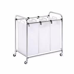 Honey-Can-Do SRT-01235 Heavy-Duty Triple Laundry Sorter  Chrome/White 70 lbs