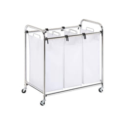 Honey-Can-Do SRT-01235 Heavy-Duty Triple Laundry Sorter  Chrome/White 70 lbs