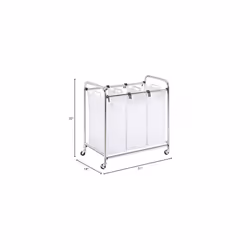 Honey-Can-Do SRT-01235 Heavy-Duty Triple Laundry Sorter  Chrome/White 70 lbs