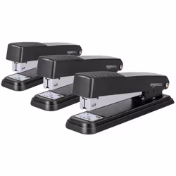 Amazon Basics Full-strip Metal Office Desktop Stapler  20 Sheet Capacity  3 Pack  Black