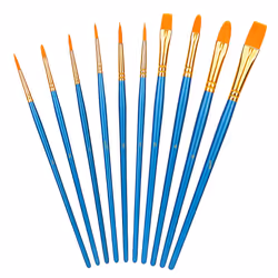 Art Paint Brush Set, Different Sizes for Artists, Adults & Kids, 10 Count, Blue