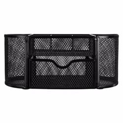 Amazon Basics Mesh Desk Office Organizer  Black  9.25"" x 4.53"" x 3.94""