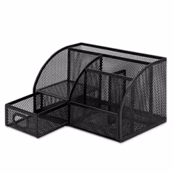 Amazon Basics Mesh Pen Holder and Organizer  Black  9.1"" x 5.9"" x 5.5''