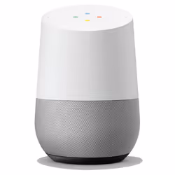 Google Home, Google Assistant, Cylinder, Grey, White, Fabric, Plastic, Chromecast, Chromecast Audio, Power, Status