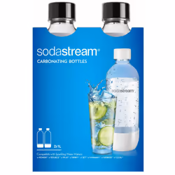 SodaStream Classic Dishwasher Safe 1L Carbonating Bottle Pack of 2 (Black)