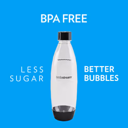 SodaStream 1L Twin Pack Dishwasher Safe Slim Bottle (Black)