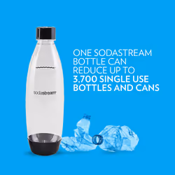 SodaStream 1L Twin Pack Dishwasher Safe Slim Bottle (Black)
