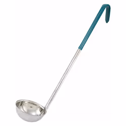 Winco Stainless Steel Ladle with Green Handle 4-Ounce Medium