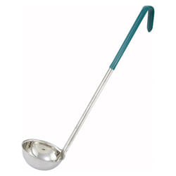 Winco Stainless Steel Ladle with Green Handle  4-Ounce  Medium
