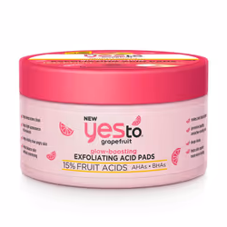 Yes To Grapefruit Facial Glow-Boosting Exfoliating Acid Pads, 12 Count