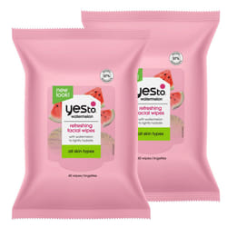 Yes To Face Wipes for Women and Men  Refreshing Facial Cleansing Wipes for use as a Make Up Remover  Cleaning  Soothing  Watermelon (Pack of