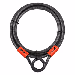 BV 15FT Security Steel Cable with Loops  Braided Steel Flex Cable  Lock Cable 3/8 Inch  for U-Lock and Padlock 2 Pack