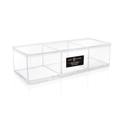 Isaac Jacobs Clear Acrylic 3 Section Organizer- Three Compartment Drawer Tray and Storage Solution for Office  Bathroom  Kitchen  Supplies