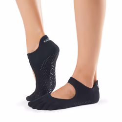 ToeSox Full Toe Bellarina, Black, Adult, Unisex, S, Active / Workout, Cotton, Elastane, Elastodiene, Polyester