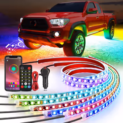 Nilight 6Pcs car Underglow Neon Accent Strip Lights 300 LEDs RgBIc Multi color DIY Sound Active Function Music Mode with APP ...