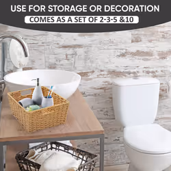 KOVOT Woven Wicker Storage Baskets with Builtin Carry Handles  9.75L x 8.5W x 4.5H (2Pack)