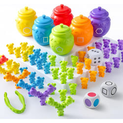 Counting Sorting Bears Toy Set with Matching Sorting Cups Toddler Game for Pre-School Learning Color Recognition STEM Educational Toy-72 Bears, Fine