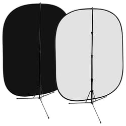 Fotodiox 5x7 foot Collapsible Black  White 2in1 Background  Backdrop Kit with Stand Support